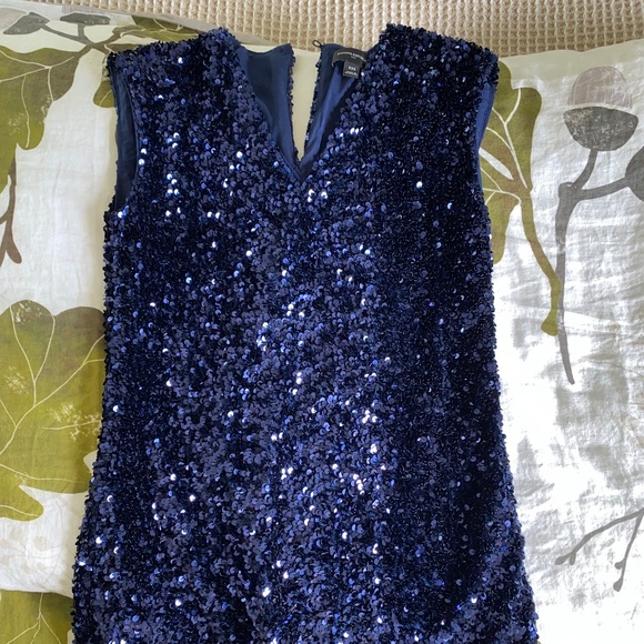 HOLIDAYS!!  BANANA REPUBLIC Midnight Navy Blue Sequin Mini Dress ~ XXS  0P - Picture 5 of 15